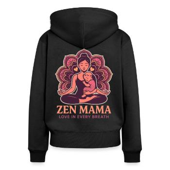 Zen-Mama Mandala - Women's Premium Organic Zip Hoodie - black - Back - Julia (174cm)