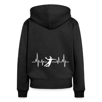 Handball Handball Joueur de handball féminin - Sweat à capuche zippé Premium bio Femme - noir - Dos - Julia (174cm)