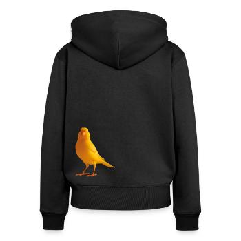 Kanarienvogel yellow bird - Frauen Premium Bio Zip Hoodie - Schwarz - Hinten - Julia (174cm)