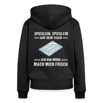 Hardtekk Techno Drogen Kokain Kokser - Frauen Premium Bio Zip Hoodie - Schwarz - Hinten - Julia (174cm)