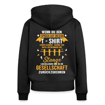Tischfußball - Frauen Premium Bio Zip Hoodie - Schwarz - Hinten - Julia (174cm)
