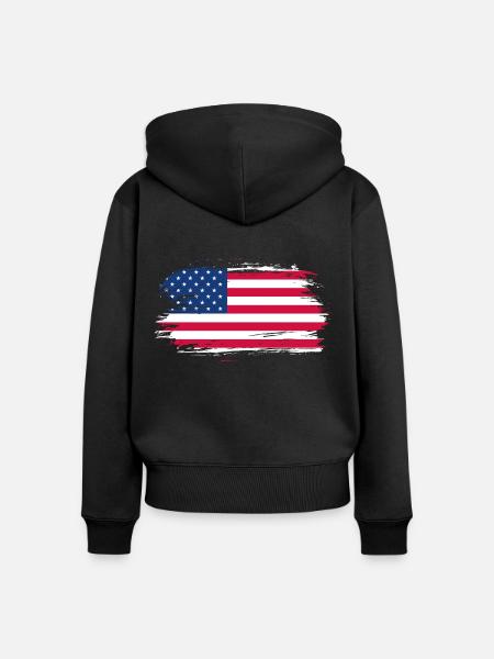USA Flagge Geschenkidee - Frauen Premium Bio Zip Hoodie - Schwarz