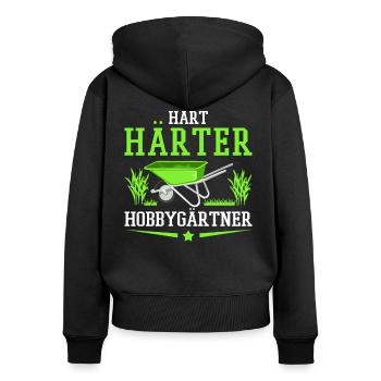 Gartenarbeit - Frauen Premium Bio Zip Hoodie - Schwarz - Hinten - Julia (174cm)