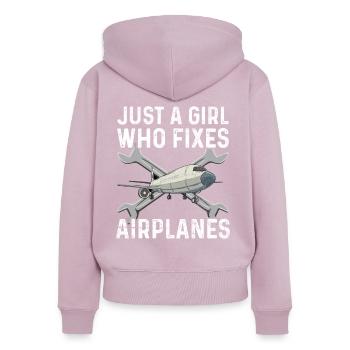 Aviation Design für deine Luftfahrt Technikerin - Frauen Premium Bio Zip Hoodie - Altrosa - Hinten - Julia (174cm)