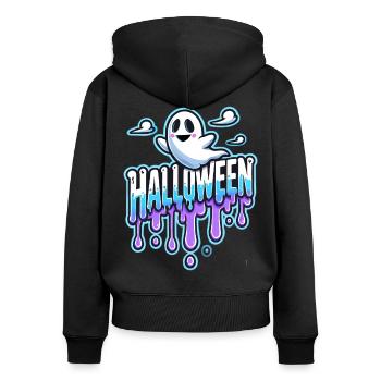 Helloween Geist Spooky Ghost Party Gespennst - Sweat à capuche zippé Premium bio Femme - noir - Dos - Julia (174cm)