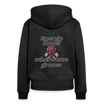 Energy flows where love grows - Women's Premium Organic Zip Hoodie - black - Back - Julia (174cm)