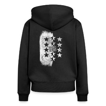1815% Walliser - Frauen Premium Bio Zip Hoodie - Schwarz - Hinten - Julia (174cm)
