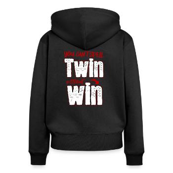 Father twin twin win - Women's Premium Organic Zip Hoodie - black - Back - Julia (174cm)