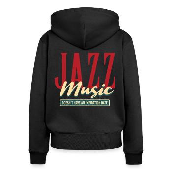 Jazz - Frauen Premium Bio Zip Hoodie - Schwarz - Hinten - Julia (174cm)