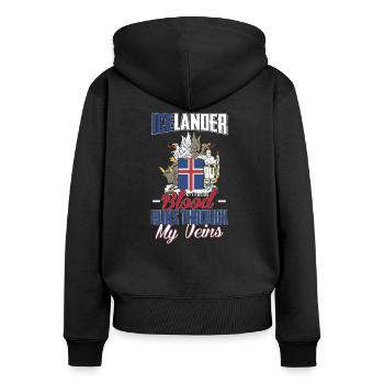 Islande - Sweat à capuche zippé Premium bio Femme - noir - Dos - Julia (174cm)