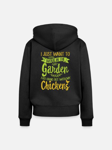 Gartenarbeit und Hühner - Frauen Premium Bio Zip Hoodie - Schwarz