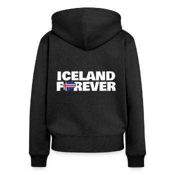 Islande - Sweat à capuche zippé Premium bio Femme - noir - Dos - Julia (174cm)