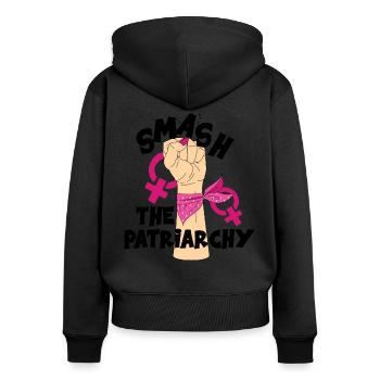 Smash Patriarchy Feminist Women's Empowerment - Frauen Premium Bio Zip Hoodie - Schwarz - Hinten - Julia (174cm)