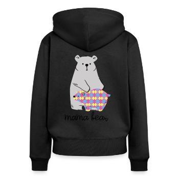 Mama Bear Autism Awareness Autism Superhero - Frauen Premium Bio Zip Hoodie - Schwarz - Hinten - Julia (174cm)