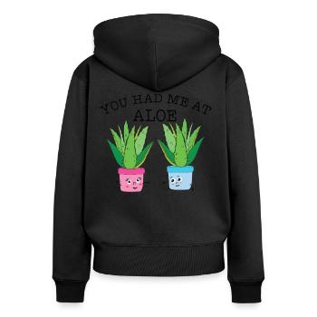 You Had Me At Aloe Herb Pun - Women's Premium Organic Zip Hoodie - black - Back - Julia (174cm)