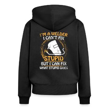 Welder - Women's Premium Organic Zip Hoodie - black - Back - Julia (174cm)