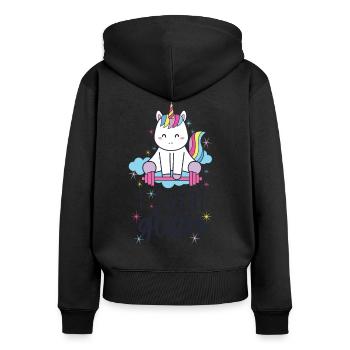 I Sweat Glitter Unicorn Workout Haltérophilie Gym - Sweat à capuche zippé Premium bio Femme - noir - Dos - Julia (174cm)