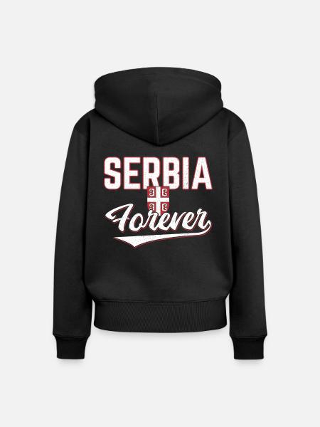 Serbien - Frauen Premium Bio Zip Hoodie - Schwarz