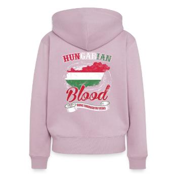 Hongrie - Sweat à capuche zippé Premium bio Femme - rose poudré - Dos - Julia (174cm)