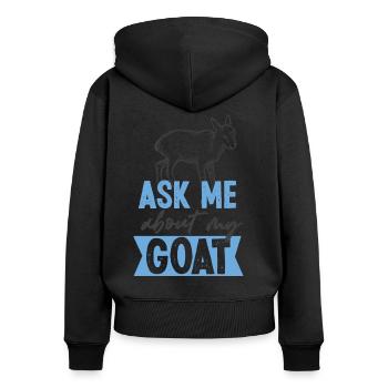 Ask Me About My Goat Baby Goat - Frauen Premium Bio Zip Hoodie - Schwarz - Hinten - Julia (174cm)
