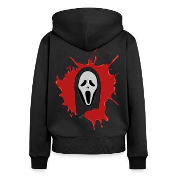 Horror Maske Scream Blood - Frauen Premium Bio Zip Hoodie - Schwarz - Hinten - Julia (174cm)