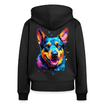 bunter Australian Cattle Dog - bunte Hunde - Frauen Premium Bio Zip Hoodie - Schwarz - Hinten - Julia (174cm)