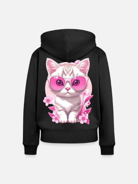 Kätzchen im Urlaub 🐾 - Frauen Premium Bio Zip Hoodie - Schwarz