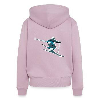 Ski - Frauen Premium Bio Zip Hoodie - Altrosa - Hinten - Julia (174cm)