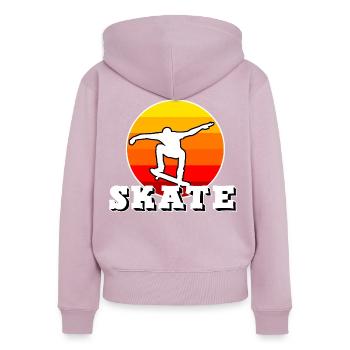 skate - Frauen Premium Bio Zip Hoodie - Altrosa - Hinten - Julia (174cm)