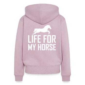 équitation - Sweat à capuche zippé Premium bio Femme - rose poudré - Dos - Julia (174cm)