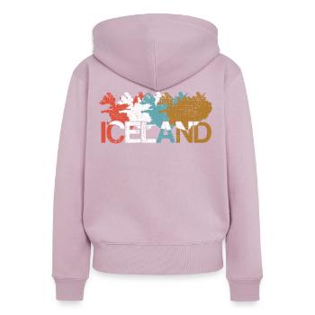 Island - Frauen Premium Bio Zip Hoodie - Altrosa - Hinten - Julia (174cm)