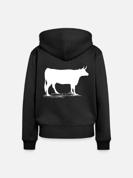 Kuh - Frauen Premium Bio Zip Hoodie - Schwarz