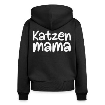 Katzenmama Katzen Mama Pfote Pfoten Katze Geschenk - Frauen Premium Bio Zip Hoodie - Schwarz - Hinten - Julia (174cm)