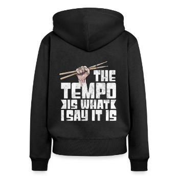 Drums Music Drum'n'bass Drumset Tempo Rock - Women's Premium Organic Zip Hoodie - black - Back - Julia (174cm)