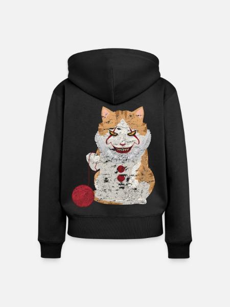 Halloween Horror Katze - Frauen Premium Bio Zip Hoodie - Schwarz