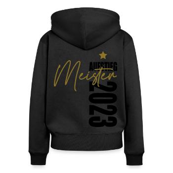 Meister 2023 Aufstiegstrikot Aufstieg 23 - Frauen Premium Bio Zip Hoodie - Schwarz - Hinten - Julia (174cm)