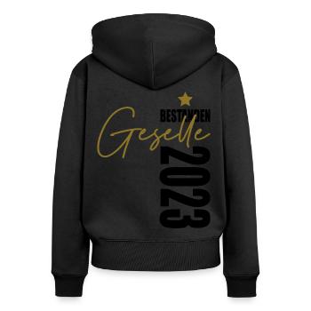 Geselle 2023 Prüfung bestanden - Frauen Premium Bio Zip Hoodie - Schwarz - Hinten - Julia (174cm)