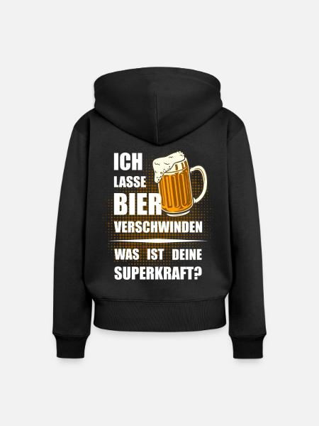 Ich lasse Bier verschwinden Superkraft - Frauen Premium Bio Zip Hoodie - Schwarz
