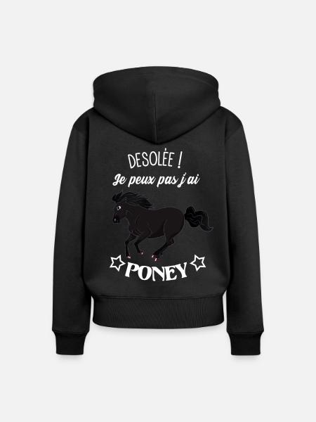 Je peux pas j'ai poney - Sweat à capuche zippé Premium bio Femme - noir