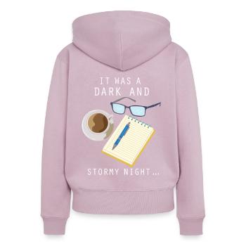 Auteur écrivain roman littérature écriture - Sweat à capuche zippé Premium bio Femme - rose poudré - Dos - Julia (174cm)