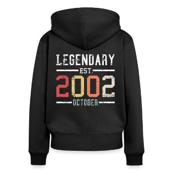 18. Geburtstag Legendary Established 2002 Oktober - Frauen Premium Bio Zip Hoodie - Schwarz - Hinten - Julia (174cm)