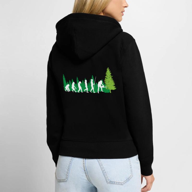 Tronçonneuse forestière Evolution Lumberjack Tree Cutter Sweat à capuche zippé Premium bio Femme