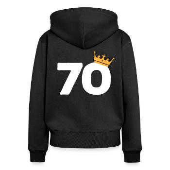70th birthday number crown man woman gift - Women's Premium Organic Zip Hoodie - black - Back - Julia (174cm)