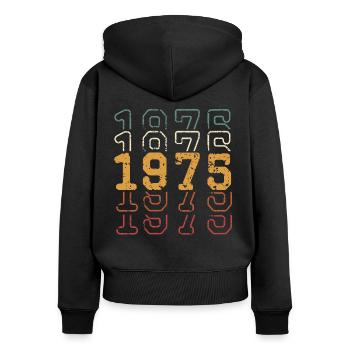 1975 - Women's Premium Organic Zip Hoodie - black - Back - Julia (174cm)