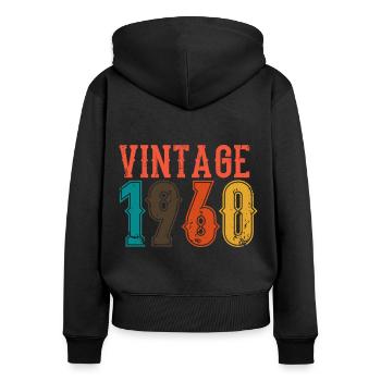 Anniversaire Papa Vintage Années 1960 - Sweat à capuche zippé Premium bio Femme - noir - Dos - Julia (174cm)