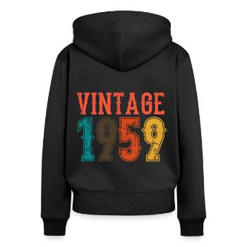Geburtstag Papa Vintage 1959 - Frauen Premium Bio Zip Hoodie - Schwarz - Hinten - Julia (174cm)