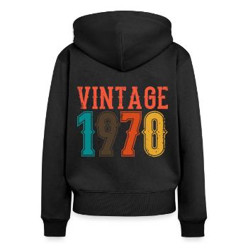 Geburtstag Papa Vintage 1970 - Frauen Premium Bio Zip Hoodie - Schwarz - Hinten - Julia (174cm)