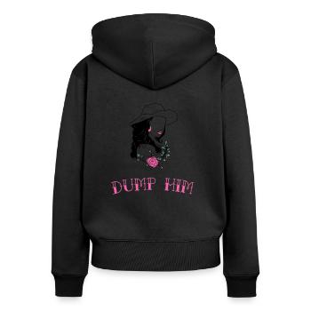 Weltfrauentag Dump Him Frauen Silhouette - Frauen Premium Bio Zip Hoodie - Schwarz - Hinten - Julia (174cm)