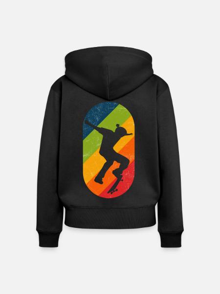 Skateboard Retro Kickflip Distressed - Frauen Premium Bio Zip Hoodie - Schwarz