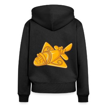 Ancient Astronaut Theory Quimbaya Airplane - Women's Premium Organic Zip Hoodie - black - Back - Julia (174cm)